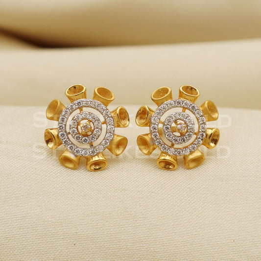 Zircons 22k 22 karat gold stud earrings jewelry, PR1112