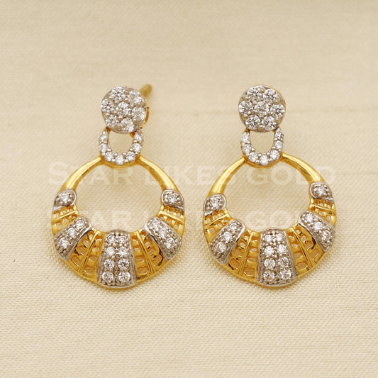 Zircons 22k 22 karat gold stud earrings jewelry, PR1114