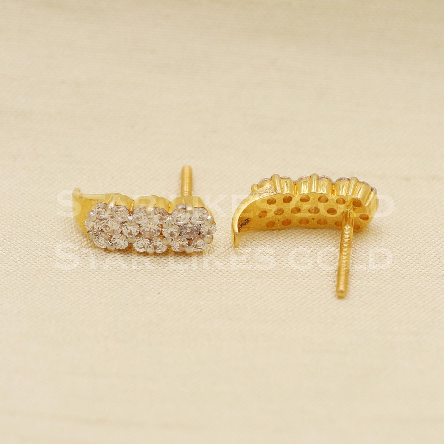 Zircons 18k 18 karat gold stud earrings jewelry, PR1115