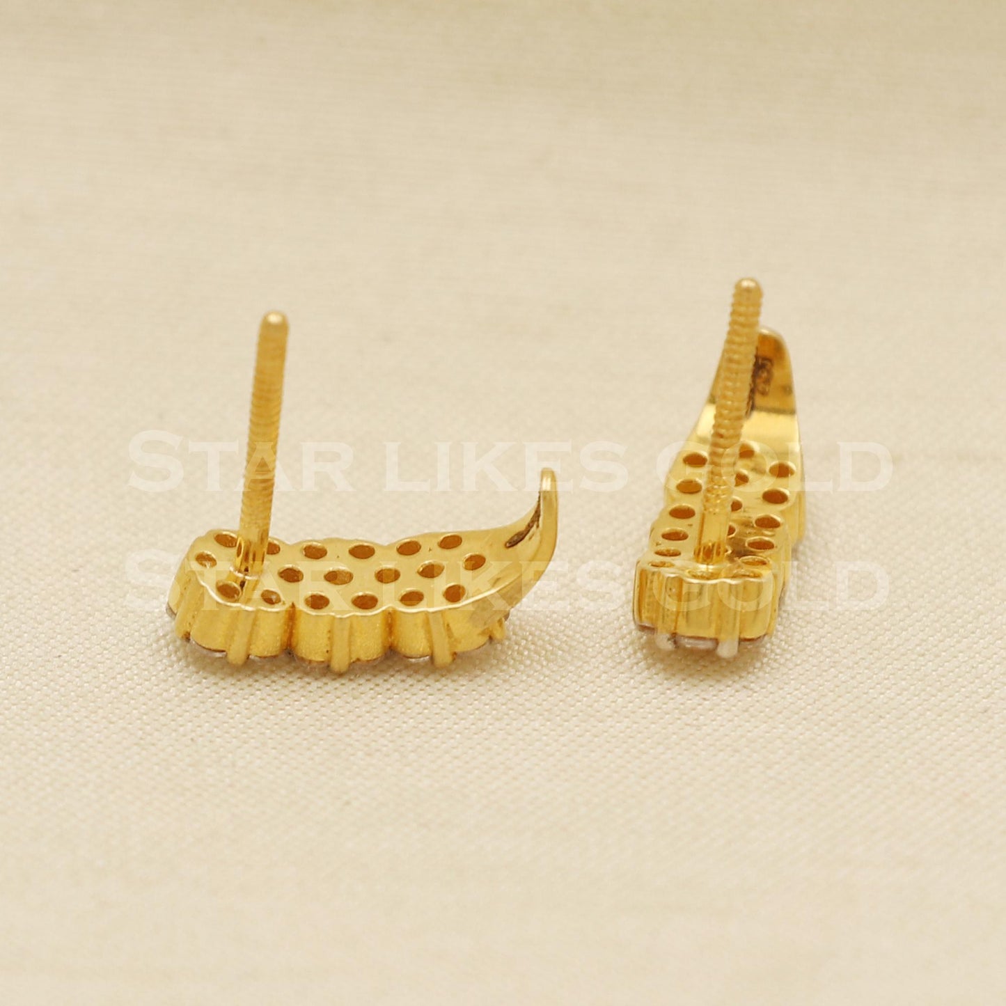 Zircons 18k 18 karat gold stud earrings jewelry, PR1115
