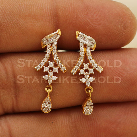 Zircons 22k 22 karat gold earrings jewelry, PR1119