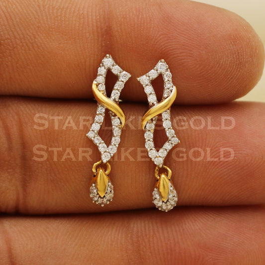 Zircons 22k 22 karat gold earrings jewelry, PR1123