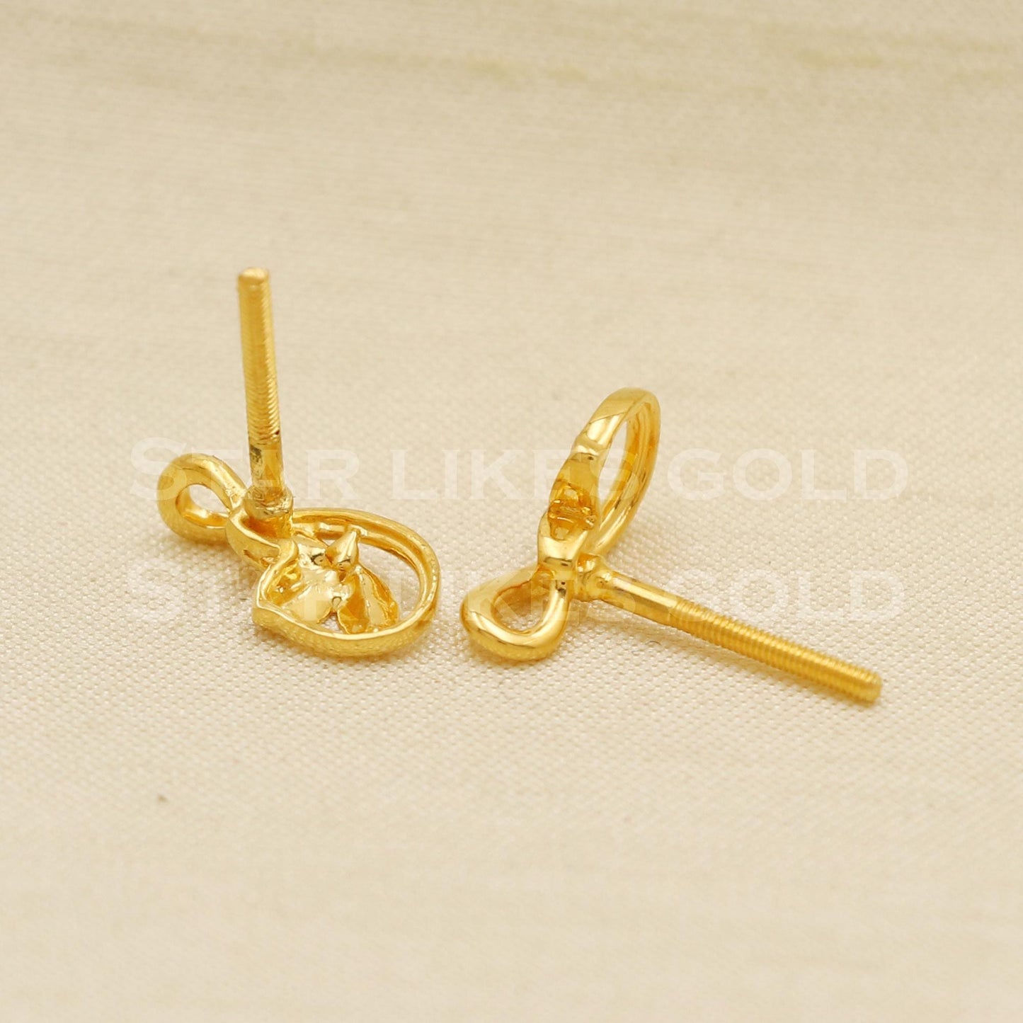 FLOWER 22k 22 karat gold stud earrings jewelry, PR1126