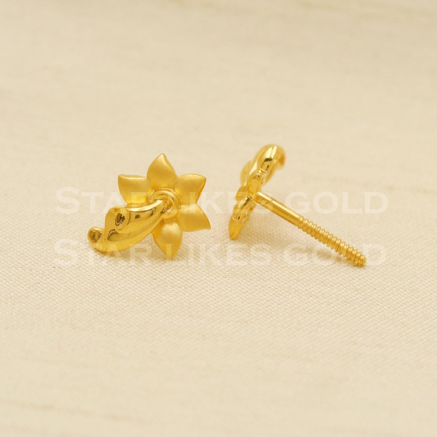 Lovely 22k 22 karat gold stud earrings jewelry, PR1127