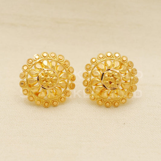 Stunning 22k 22 karat gold stud earrings jewelry, PR1138