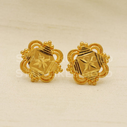 Stunning 22k 22 karat gold stud earrings jewelry, PR1146