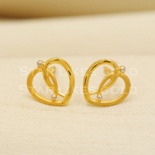 Small 22k 22 karat gold stud earrings handmade jewelry, PR1151