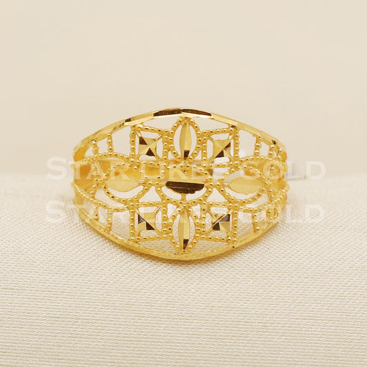 22K Gold Intricate Mesh Statement Ring | Royal Jaali Work 916 Gold Band, B1582