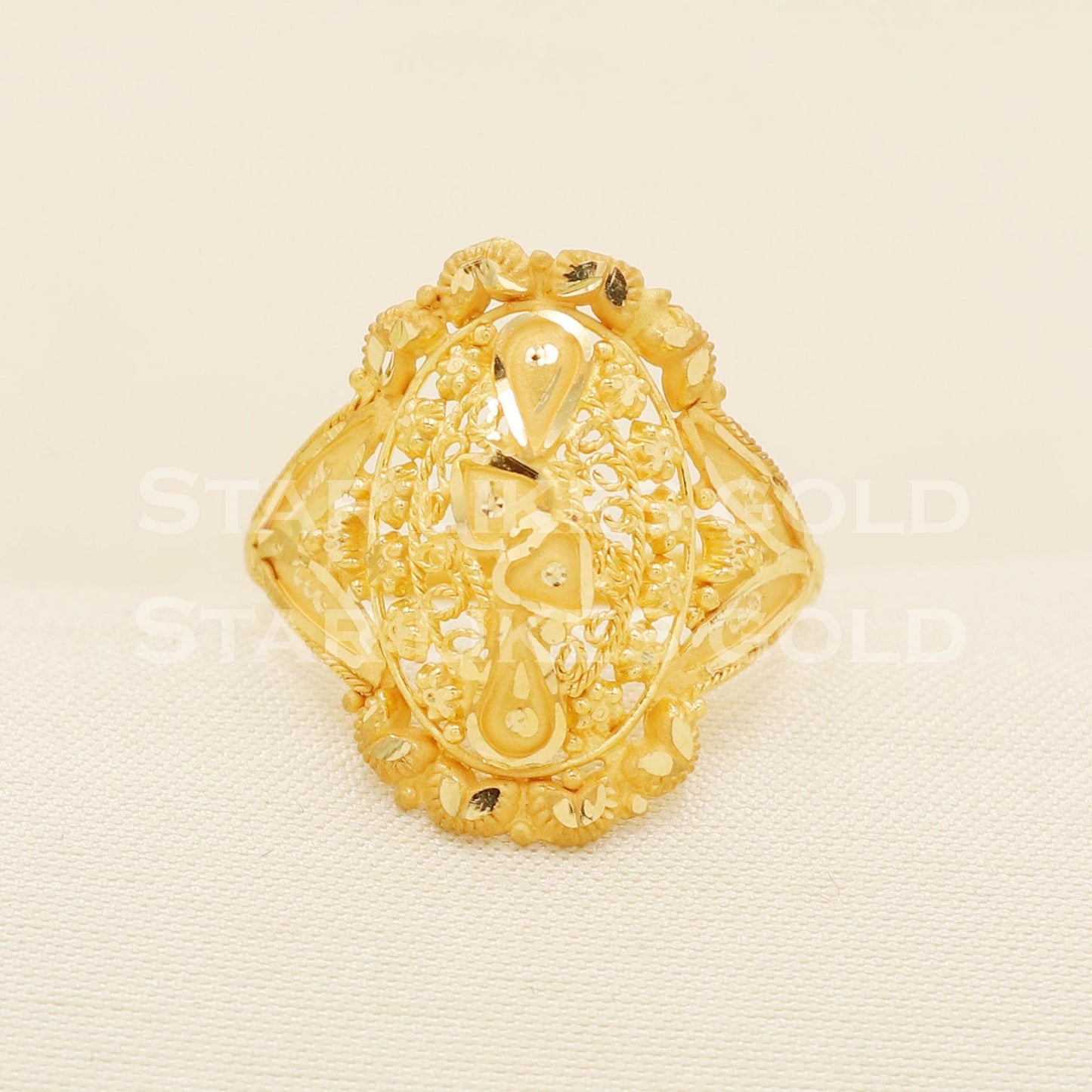 Handcrafted 22K Gold Antique Style Cocktail Ring | Premium Hallmark Quality, B1587