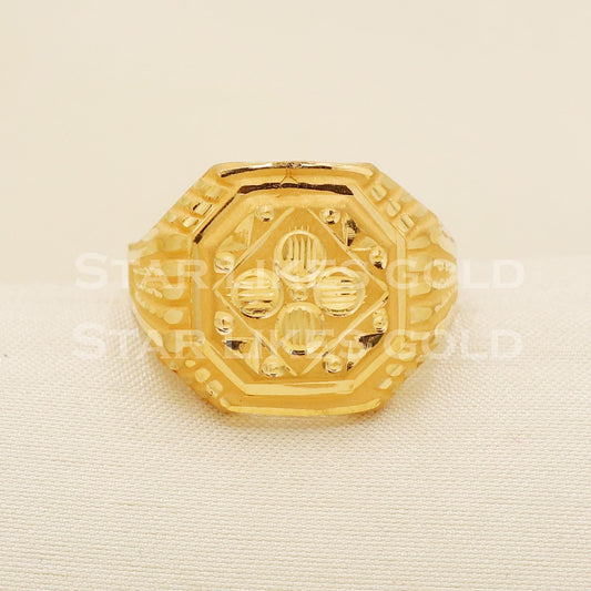 22K Gold Majestic Navette Statement Ring | Ornate 916 Gold Diamond-Cut Design, B1593