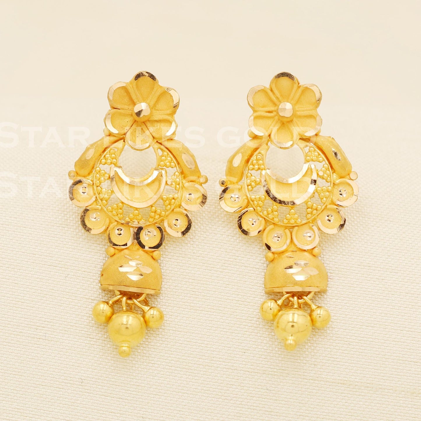 22k Yellow Gold Earrings Screw Back Jewelry for Gift, B1603