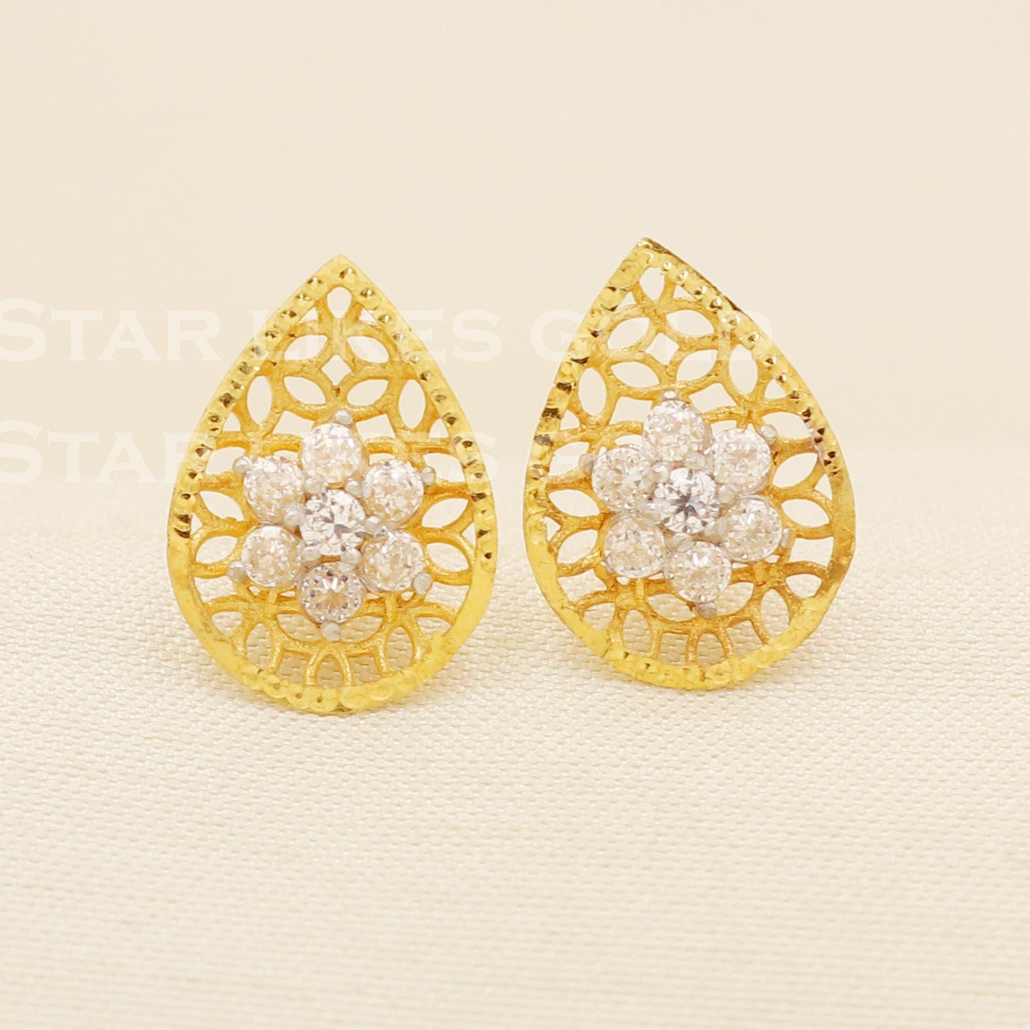 Zircons 18k 18 karat gold earrings jewelry, B1606