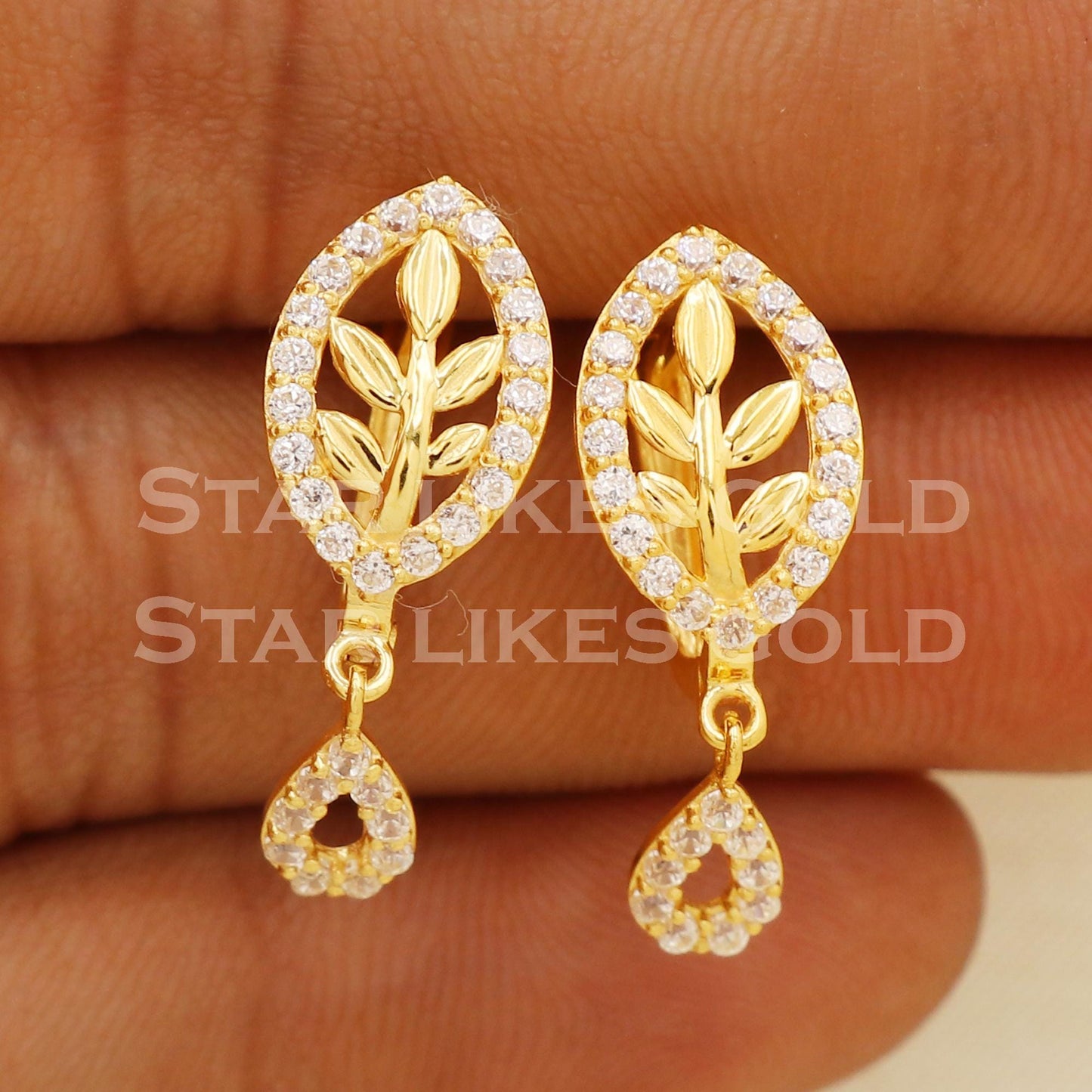zircons 18 karat 18k gold bali hoop earrings, B1615