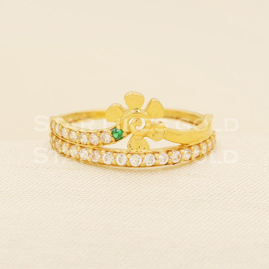 Stunning Zircon 18 karat 18k Gold Indian Ring Handmade Jewelry, B1574