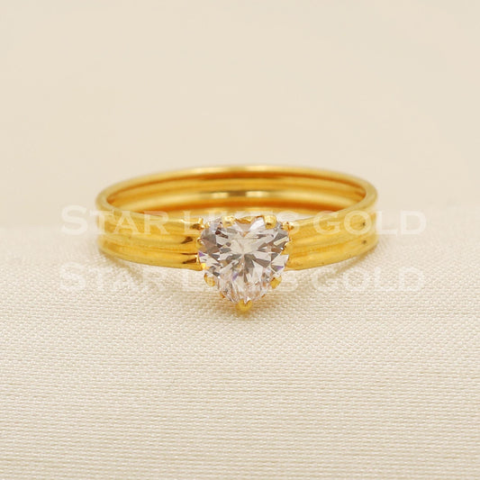 Stunning Zircon 18 karat 18k Gold Indian Ring Handmade Jewelry, B1578