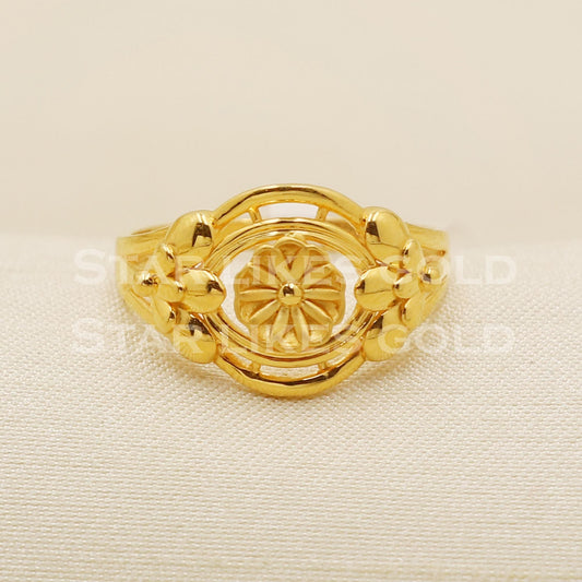 Handcrafted 22K Gold Nature-Inspired Floral Ring | Premium 916 Hallmark, B1580
