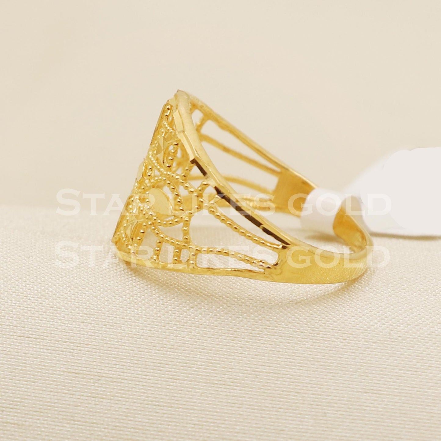 22K Gold Intricate Mesh Statement Ring | Royal Jaali Work 916 Gold Band, B1582