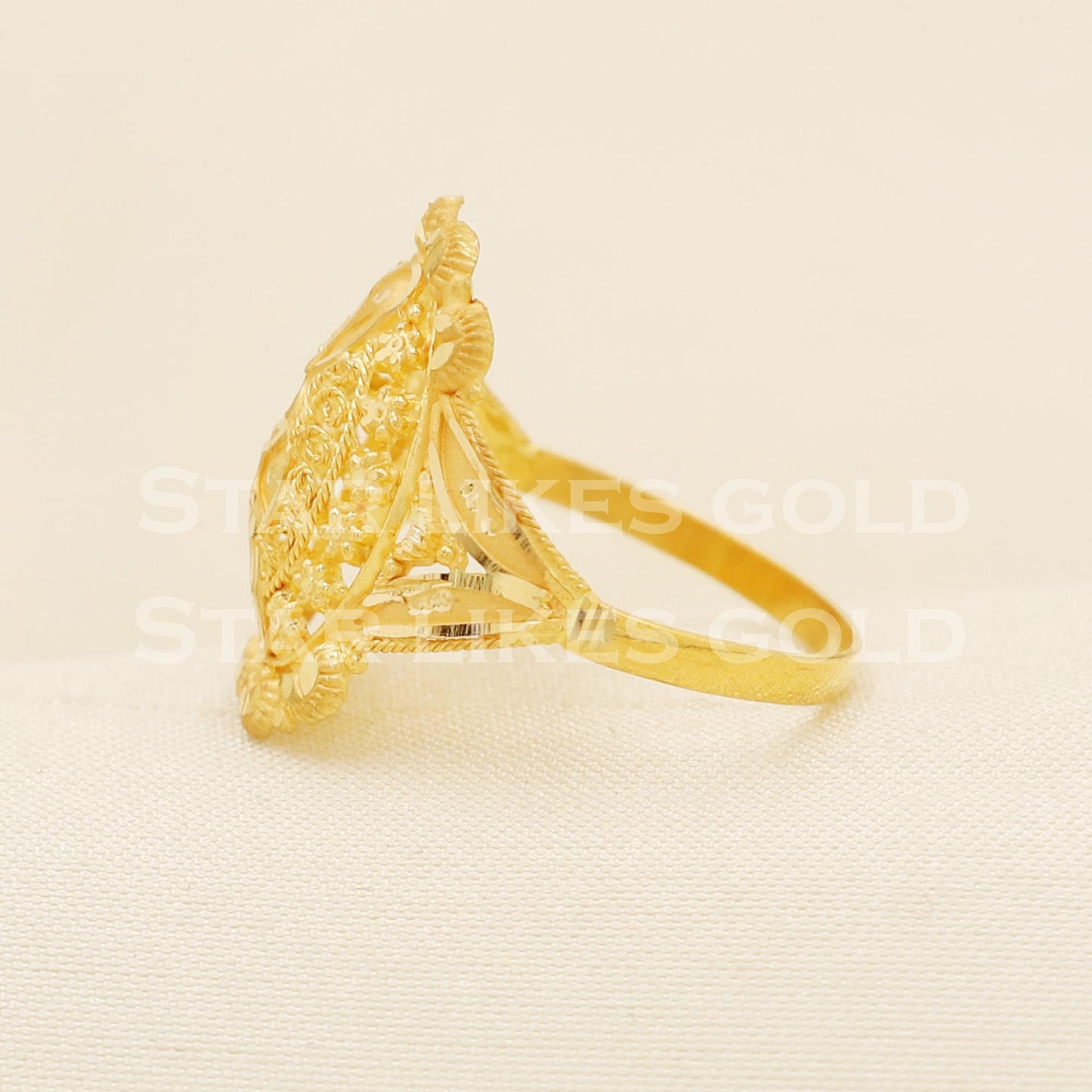 Handcrafted 22K Gold Antique Style Cocktail Ring | Premium Hallmark Quality, B1587