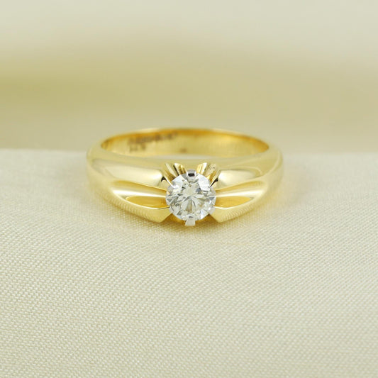 Natural Diamond Ring in 14k Gold from India, Two Tone Real Gold Ring, Handmade Gold Ring Jewelry, AN14