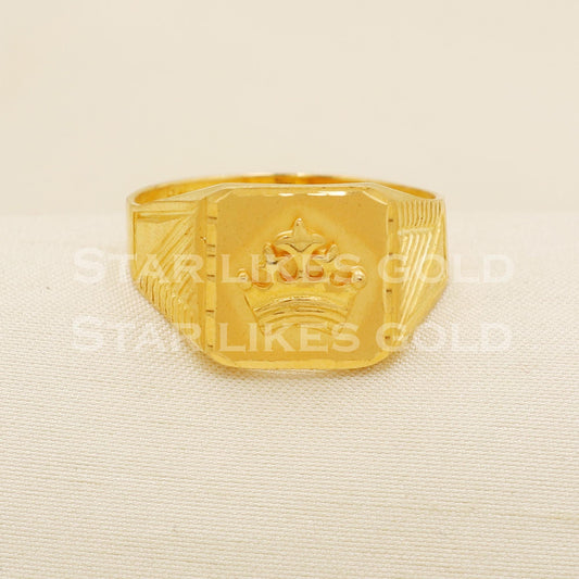 CROWN - 22 karat 22k Gold Indian Ring Handmade Jewelry, B1598