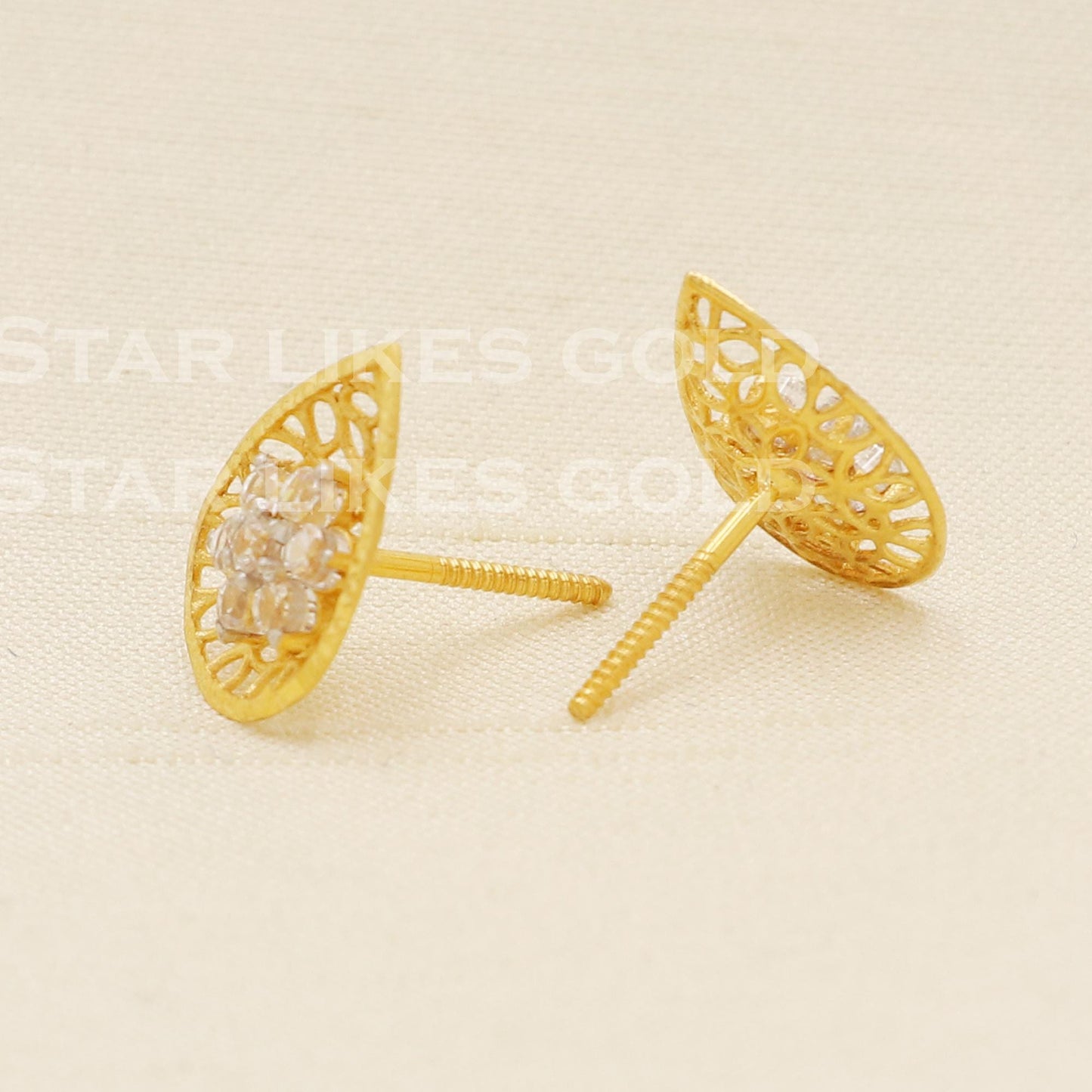 Zircons 18k 18 karat gold earrings jewelry, B1606