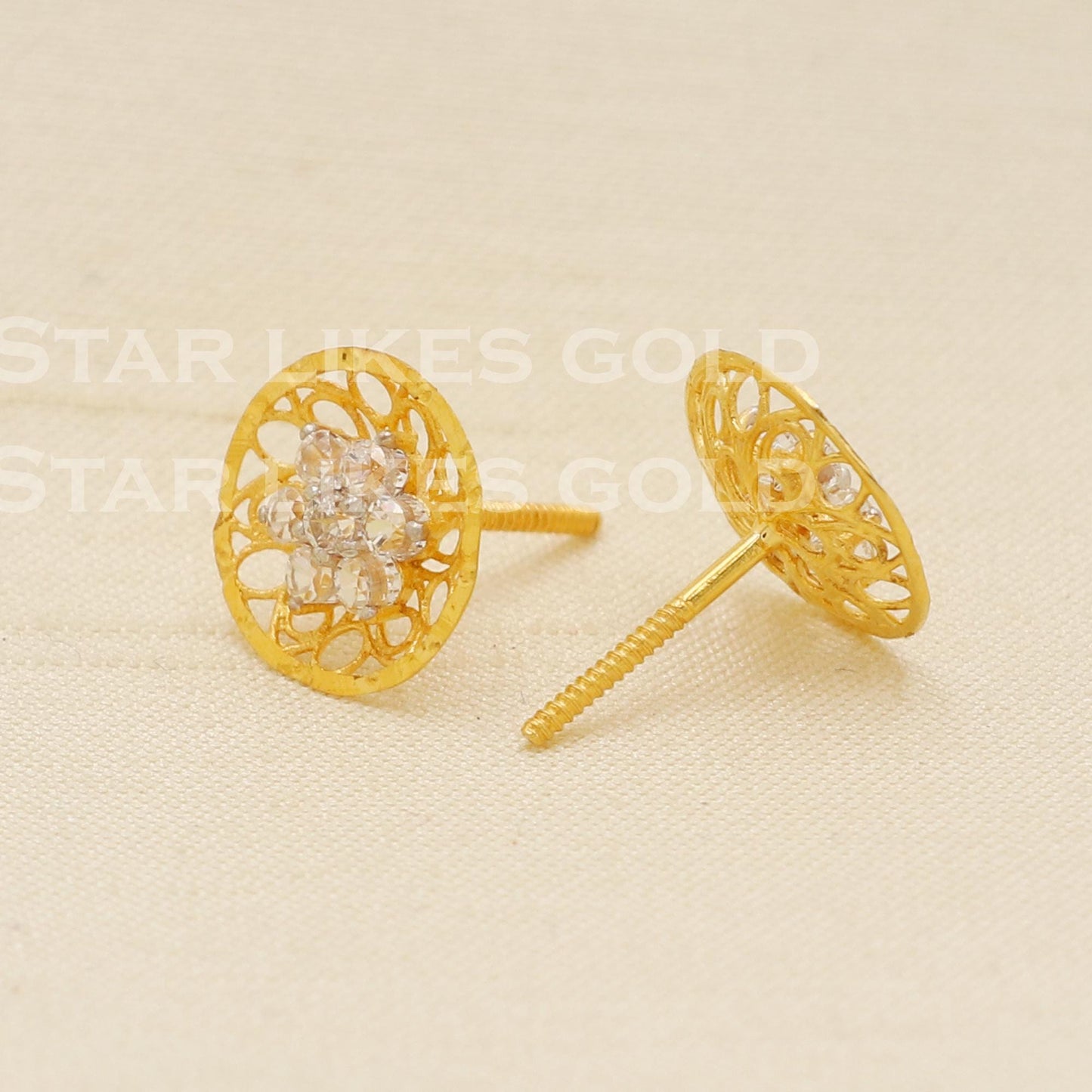 Zircons 18k 18 karat gold earrings jewelry, B1608