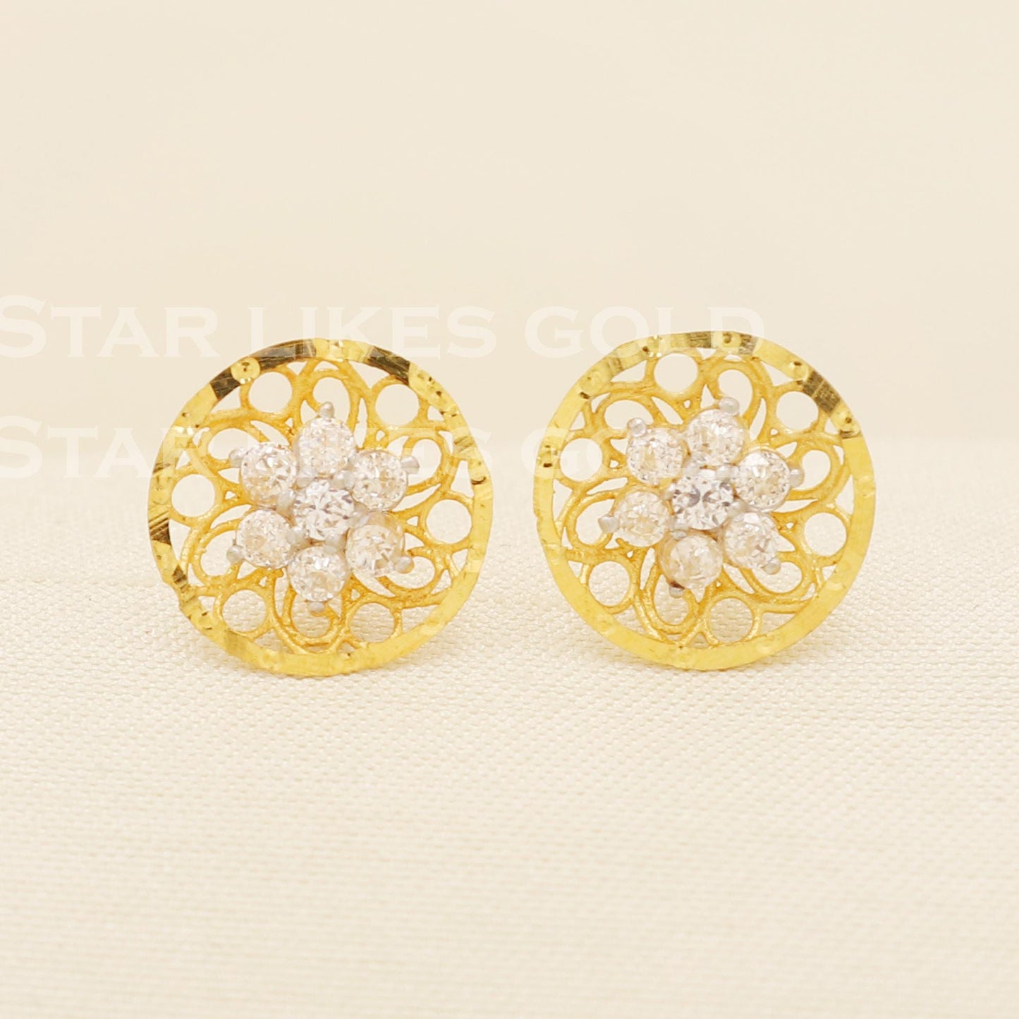 Zircons 18k 18 karat gold earrings jewelry, B1608