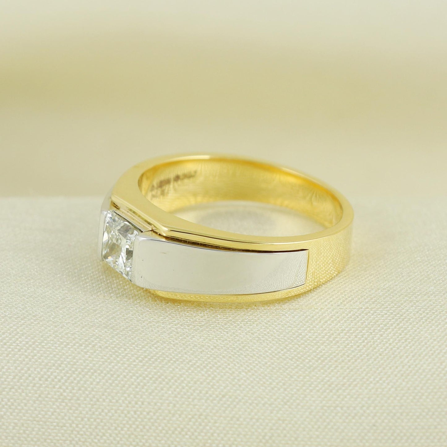 Natural Diamond Ring in 14k Gold from India, Two Tone Real Gold Ring, Handmade Gold Ring Jewelry, AN13
