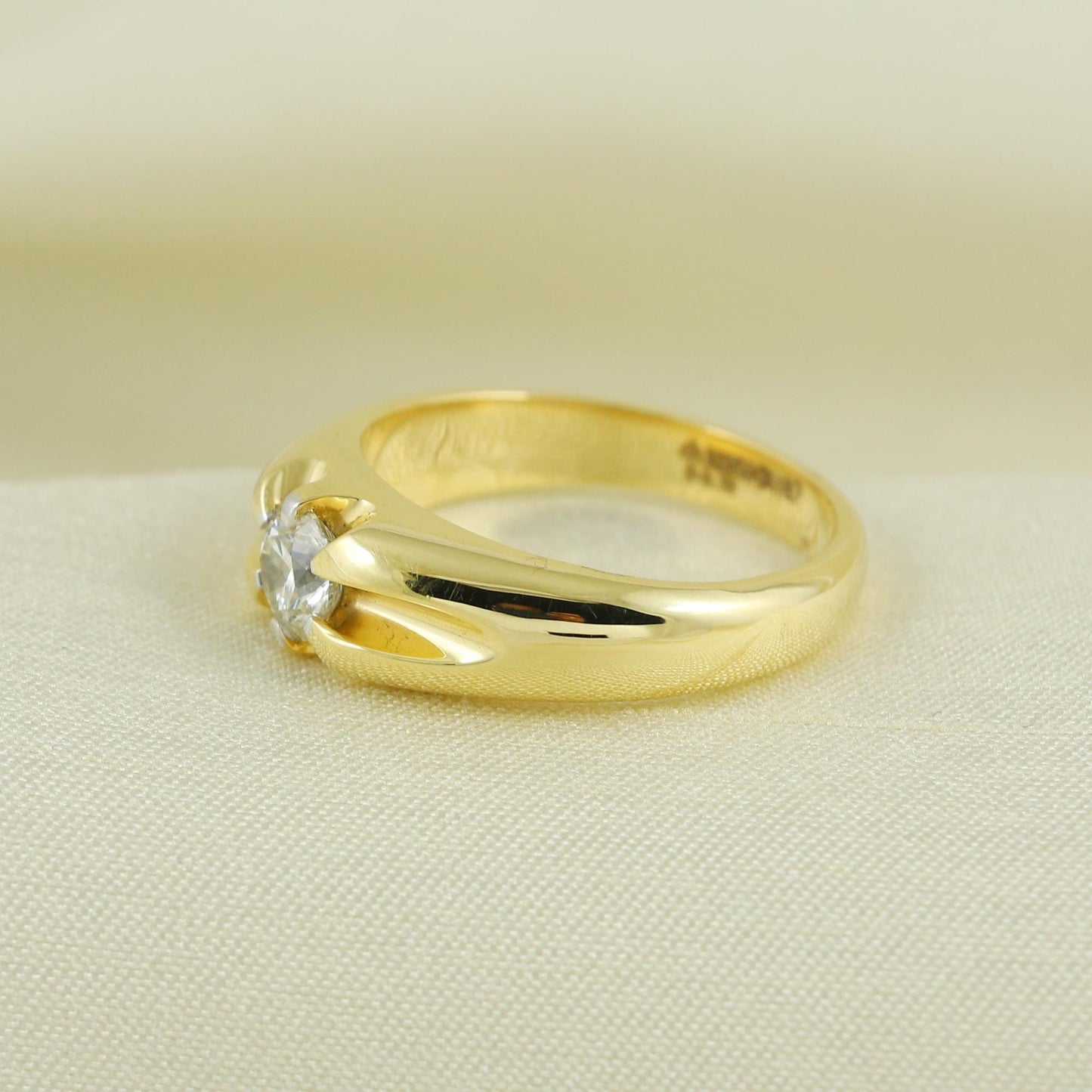 Natural Diamond Ring in 14k Gold from India, Two Tone Real Gold Ring, Handmade Gold Ring Jewelry, AN14