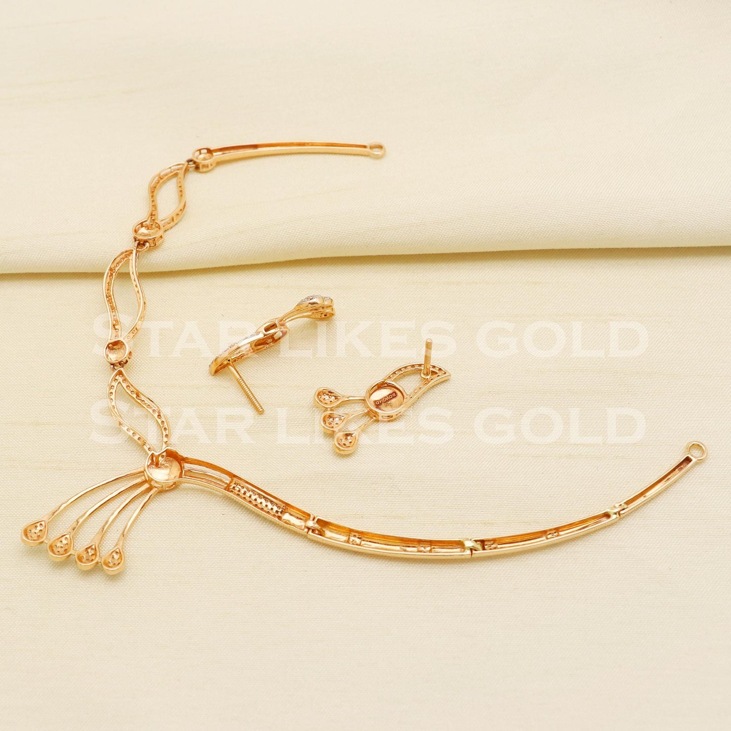 Designer 18KT 18 Karat Rose GOLD NECKLACE Zircons Jewelry, Indian jewelry, Perfect Gift for Loved Ones, PR1431