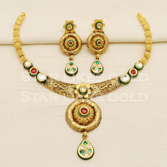 Traditional 22KT 22 Karat GOLD NECKLACE Wedding Jewelry, Perfect Gift for Loved Ones, PR1474