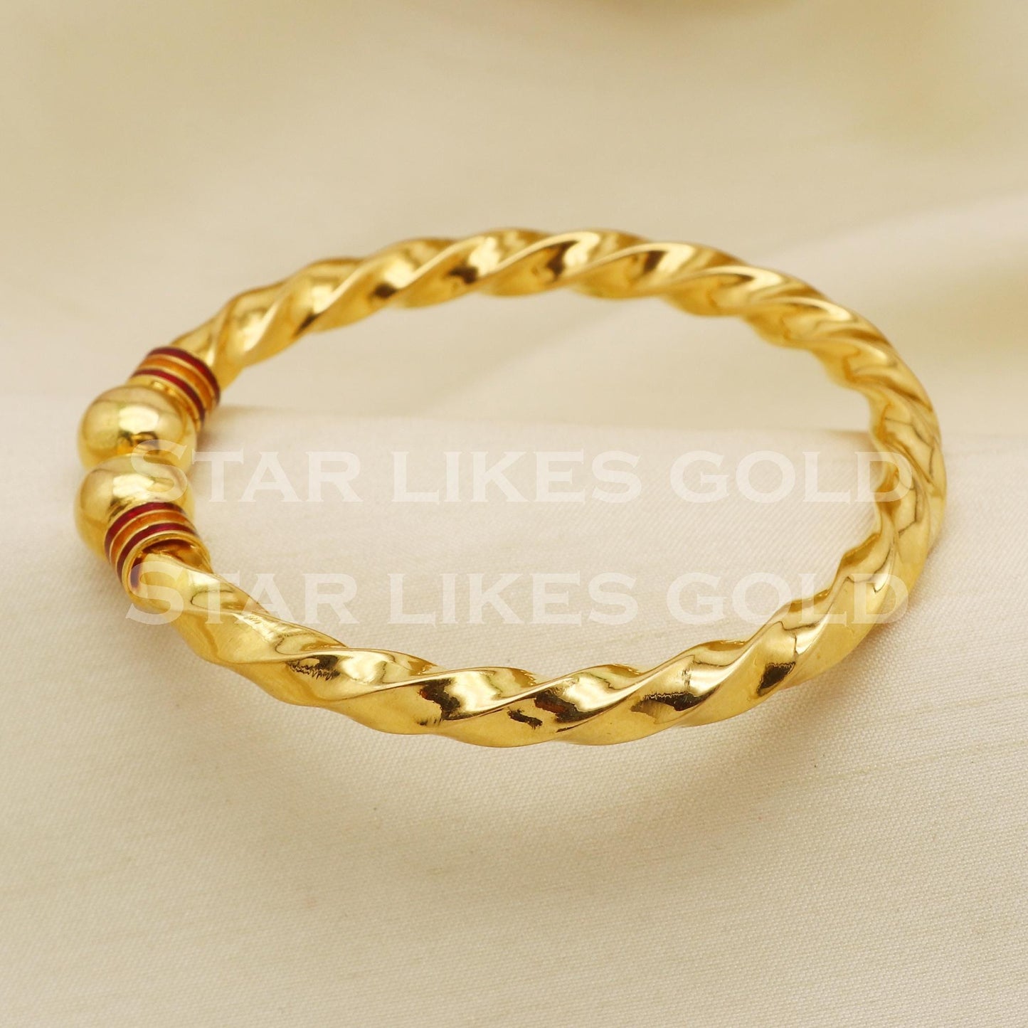 Hallmark 22K Gold Twisted Kada | 22 Carat Karat Rope Style Gold Bangle, PR1485