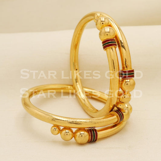 22K Gold Handmade Meenakari Bangle Set Elegant Ladies Jewellery, PR1498