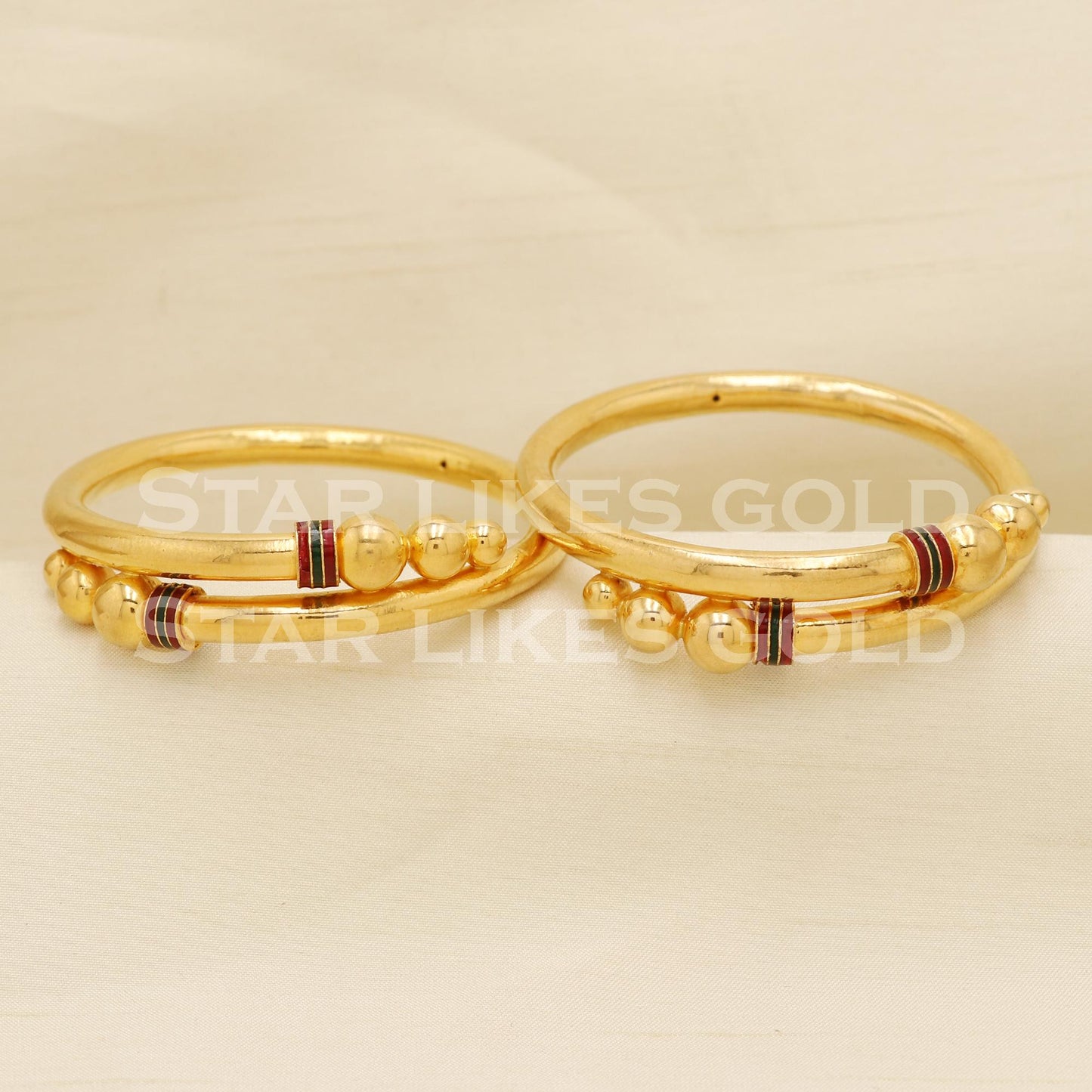 22K Gold Handmade Meenakari Bangle Set Elegant Ladies Jewellery, PR1498
