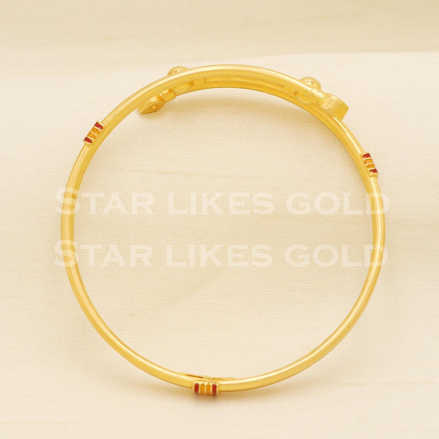22K 22 Karat Gold Dual Pipe Textured Traditional Ladies Bangle Bracelet Design, PR1505