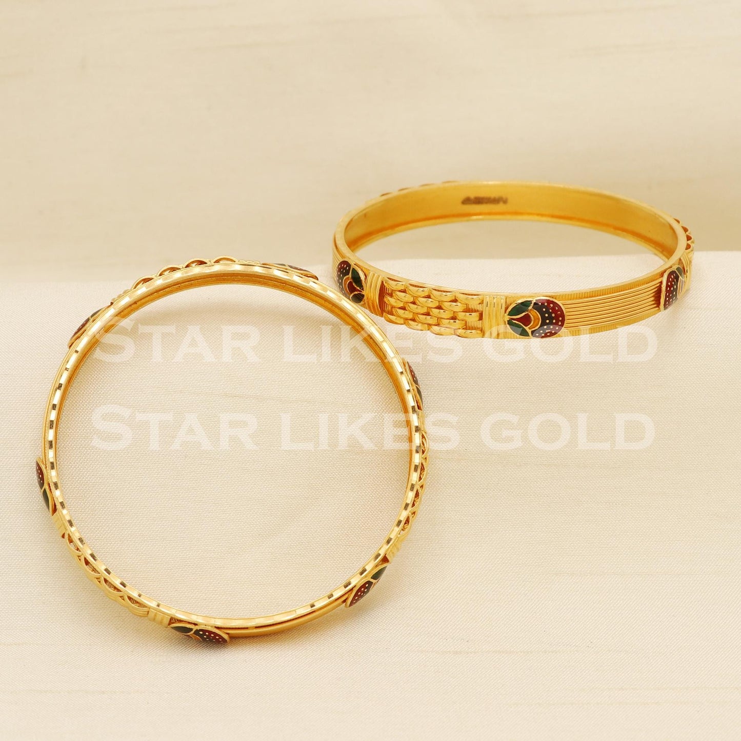 22K 22 Karat Gold Meenakari Designer Bangles Set Of 2 for Women Traditional Luxury Kada, PR1512