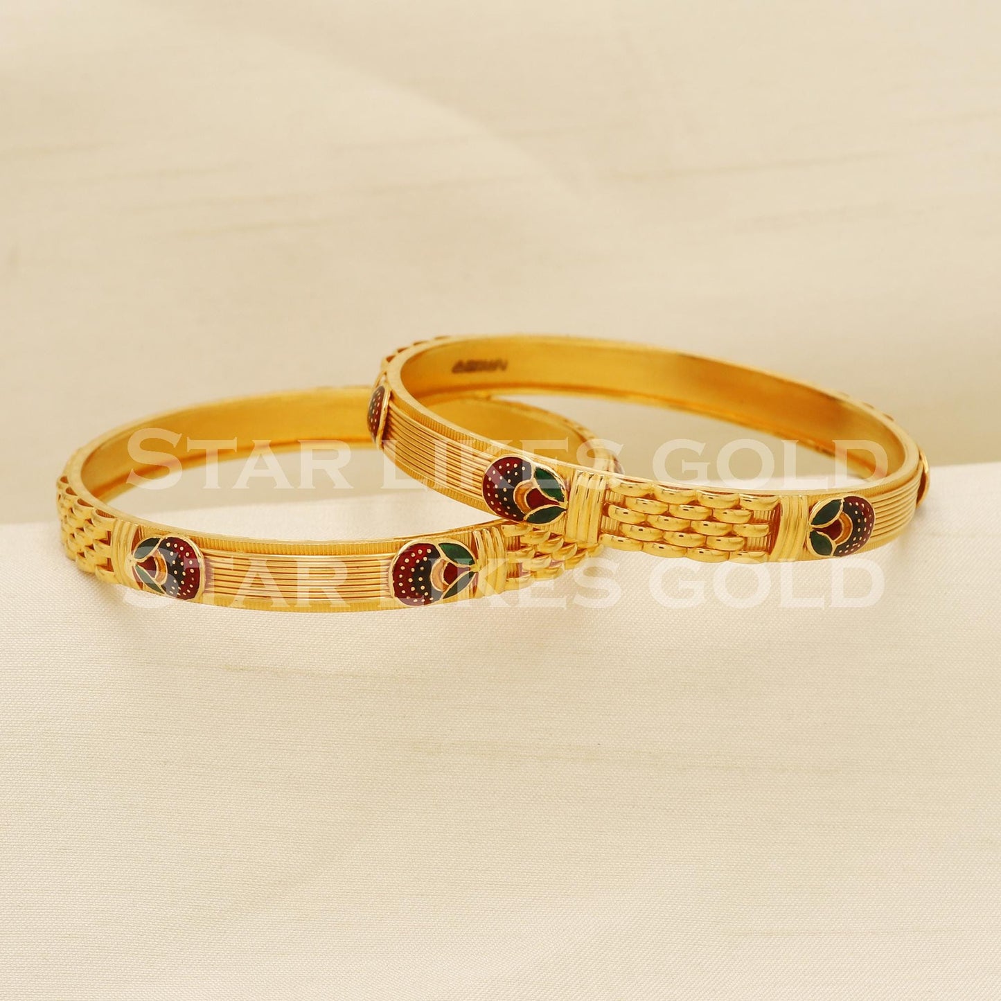 22K 22 Karat Gold Meenakari Designer Bangles Set Of 2 for Women Traditional Luxury Kada, PR1512