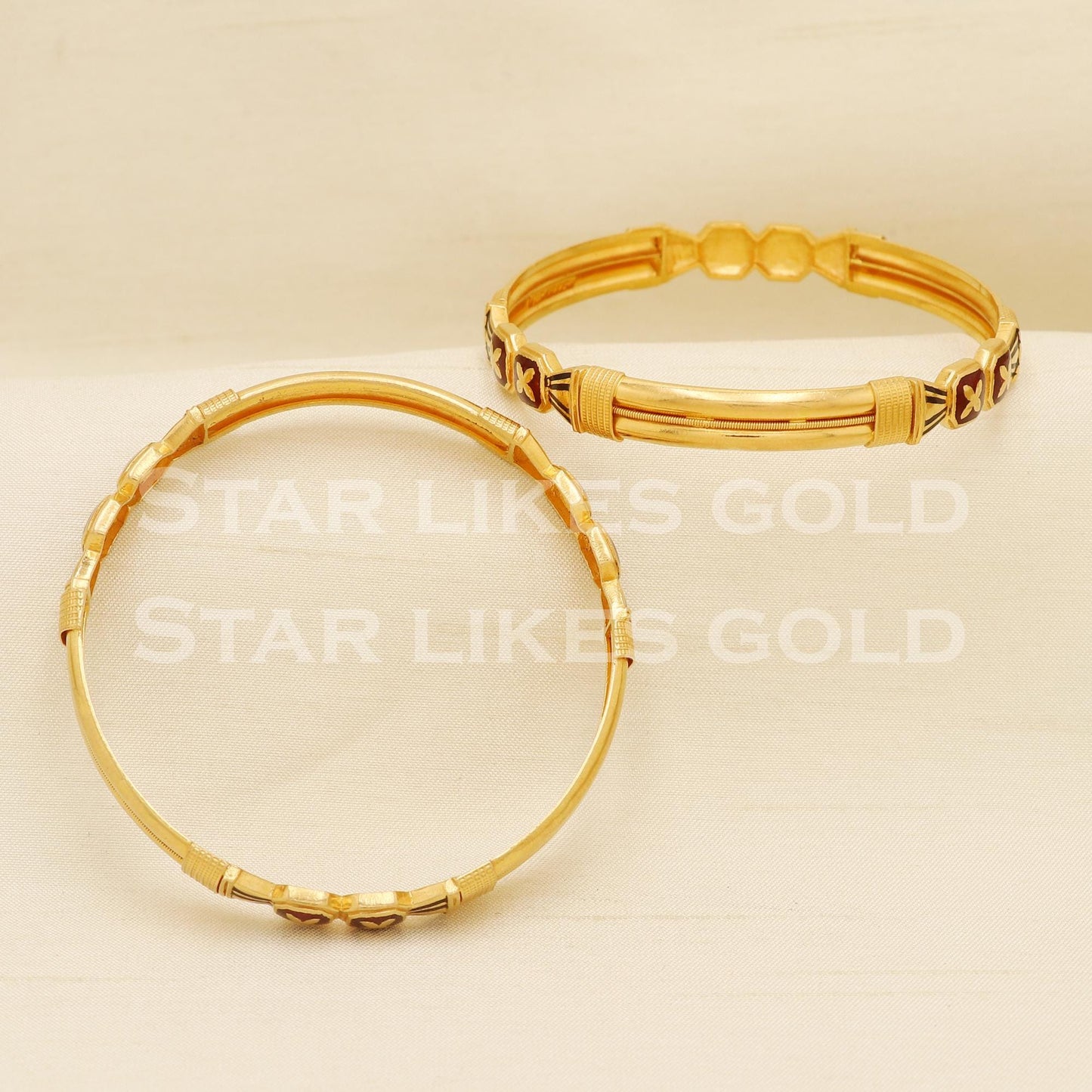 22K Gold Traditional Meenakari Bangles Set Elegant Ladies Jewellery, PR1513