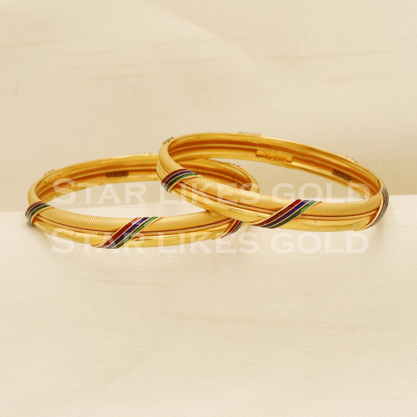 Hallmark 22K Gold Bangles Set of 2 | 22 Carat Karat Meenakari Work Chudi, PR1514
