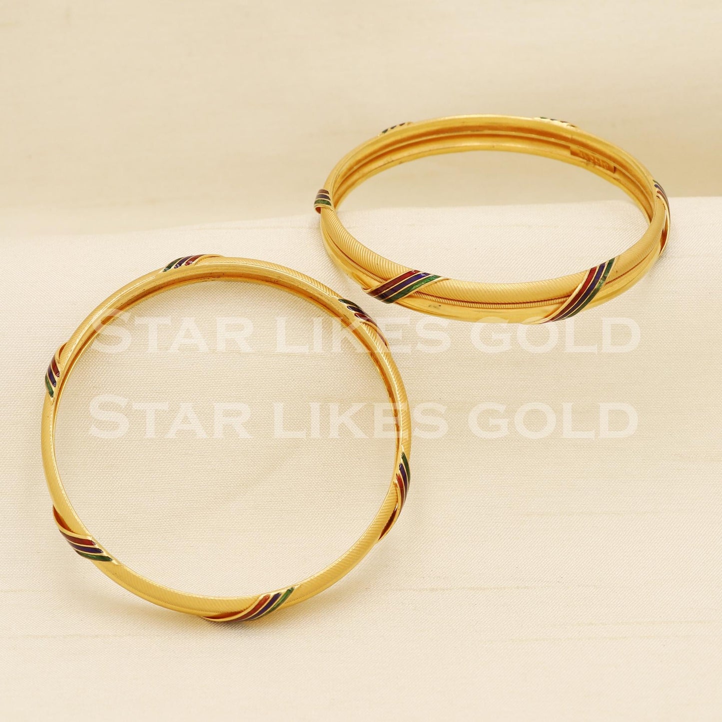 Hallmark 22K Gold Bangles Set of 2 | 22 Carat Karat Meenakari Work Chudi, PR1514