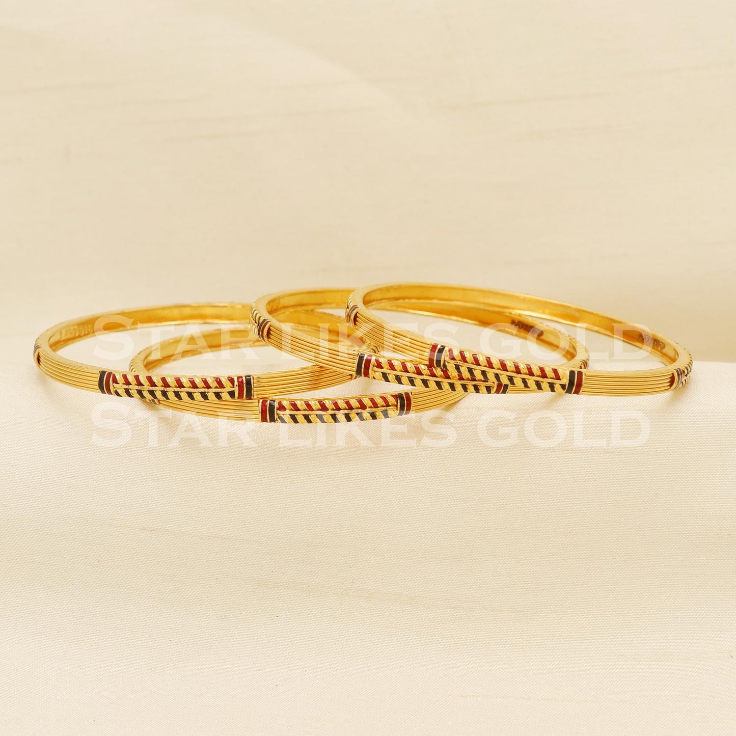 22 Karat Gold Hallmark Bangles (Set of 4) | 22K Bridal Wedding Jewelry, PR1568