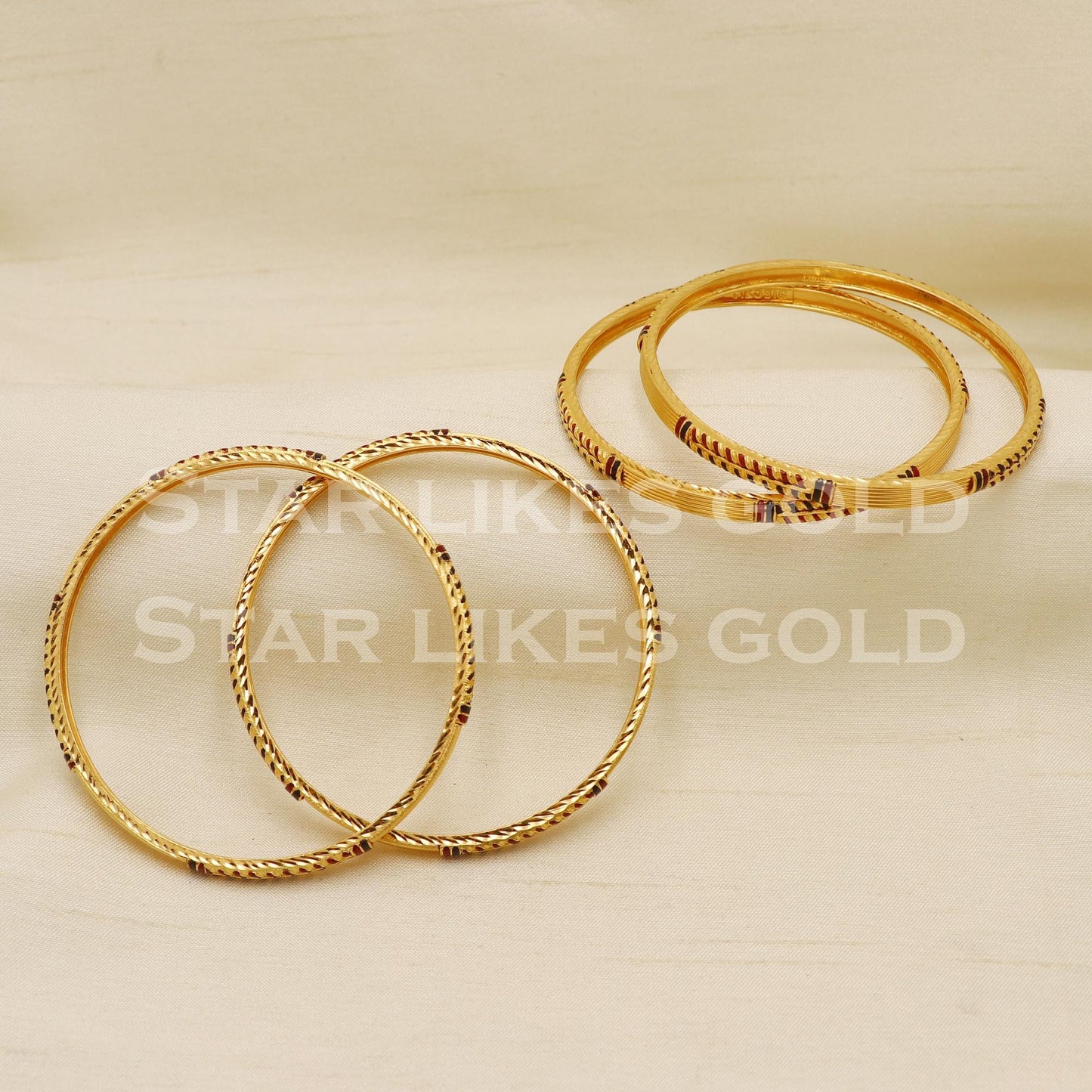 22 Karat Gold Hallmark Bangles (Set of 4) | 22K Bridal Wedding Jewelry, PR1568