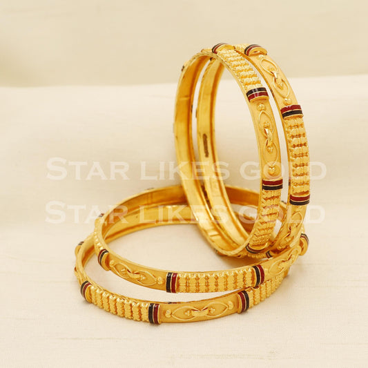 Hallmark 22K Gold Bangles Set of 4 | 22 Carat Traditional Bridal Jewelry, PR1572