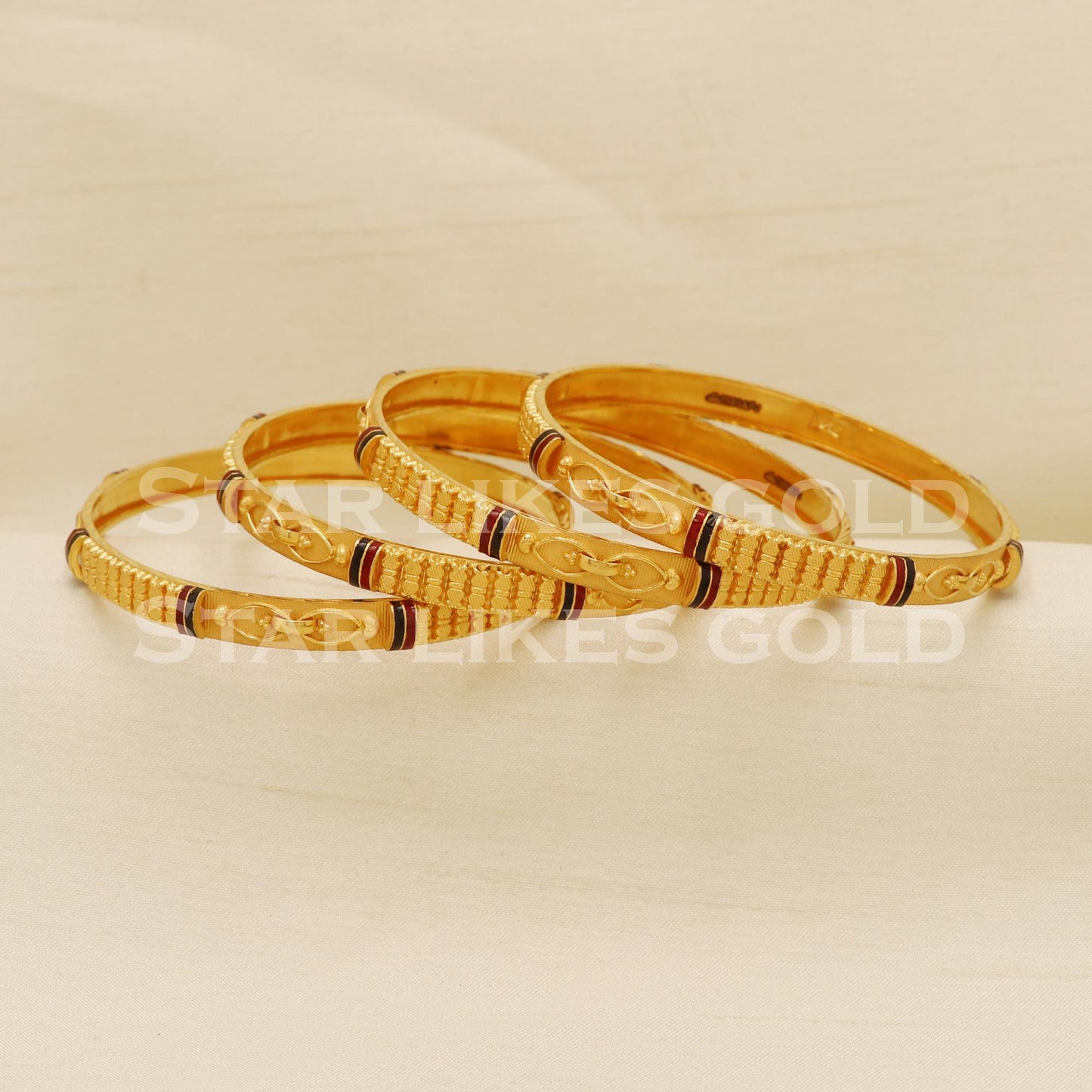 Hallmark 22K Gold Bangles Set of 4 | 22 Carat Traditional Bridal Jewelry, PR1572