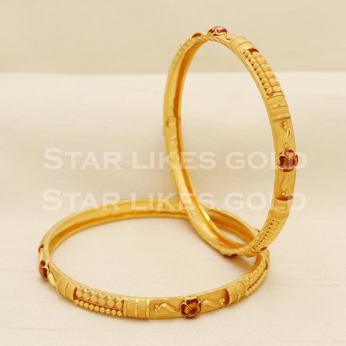 Luxurious 22K Gold Hallmark Bangles Set of 2 | 22 Carat Stylish Wedding Chudi, PR1576