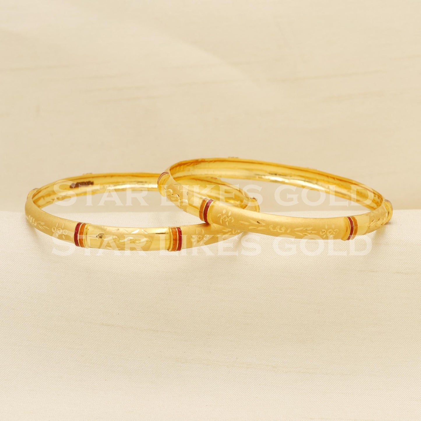 BIS Hallmark 22 Carat Gold Bangles | Set of 2 Handcrafted 22K Jewelry, PR1577