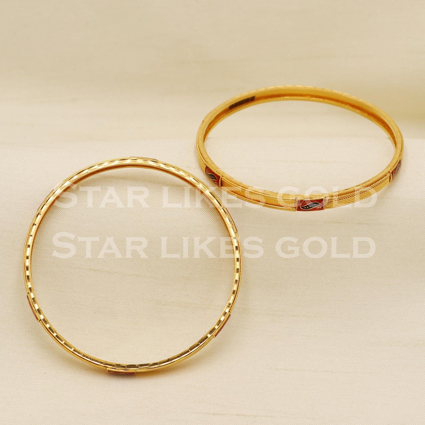 Hallmark 22K Gold Bangles | 22 Carat Meenakari Work Sleek Design, PR1579