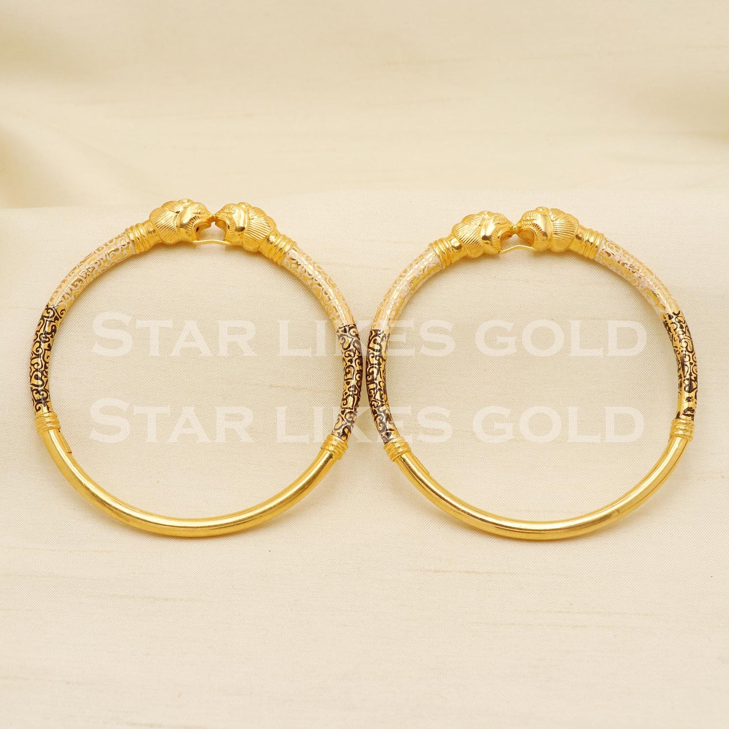 Hallmark 22K Gold Bangles Set of 2 | 22 Carat Karat Gaj-Mukh Elephant Face Chudi, PR1605