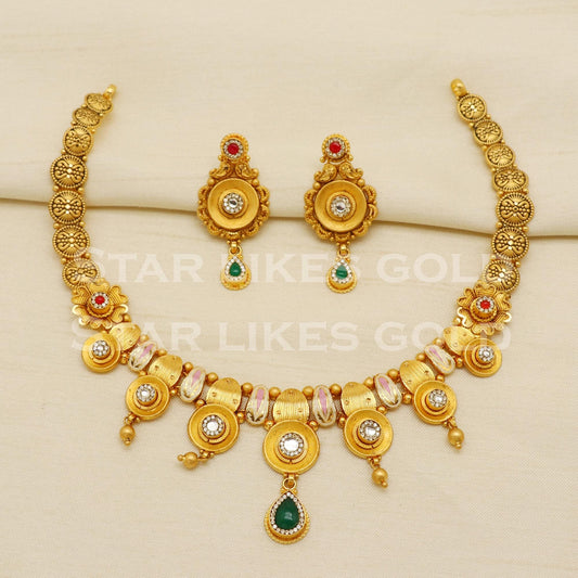 Fine 22KT 22 Karat GOLD NECKLACE Earrings set Jewelry, Indian jewelry, Perfect Gift for Loved Ones, PR1410