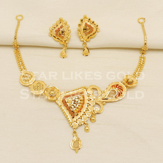 Fine 22KT 22 Karat GOLD NECKLACE Earrings set Jewelry, Indian jewelry, Perfect Gift for Loved Ones, PR1414
